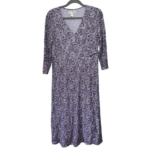 NorthStyle Dresses & Skirts - NorthStyle Dress Womens Medium Purple Floral Lace Ruched Midi Fairy Stretch Y2k